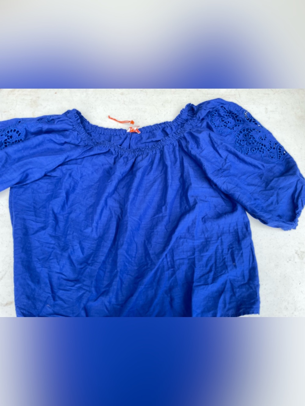 Knox Rose Royal Blue Off-Shoulder Eyelet Sleeve Top